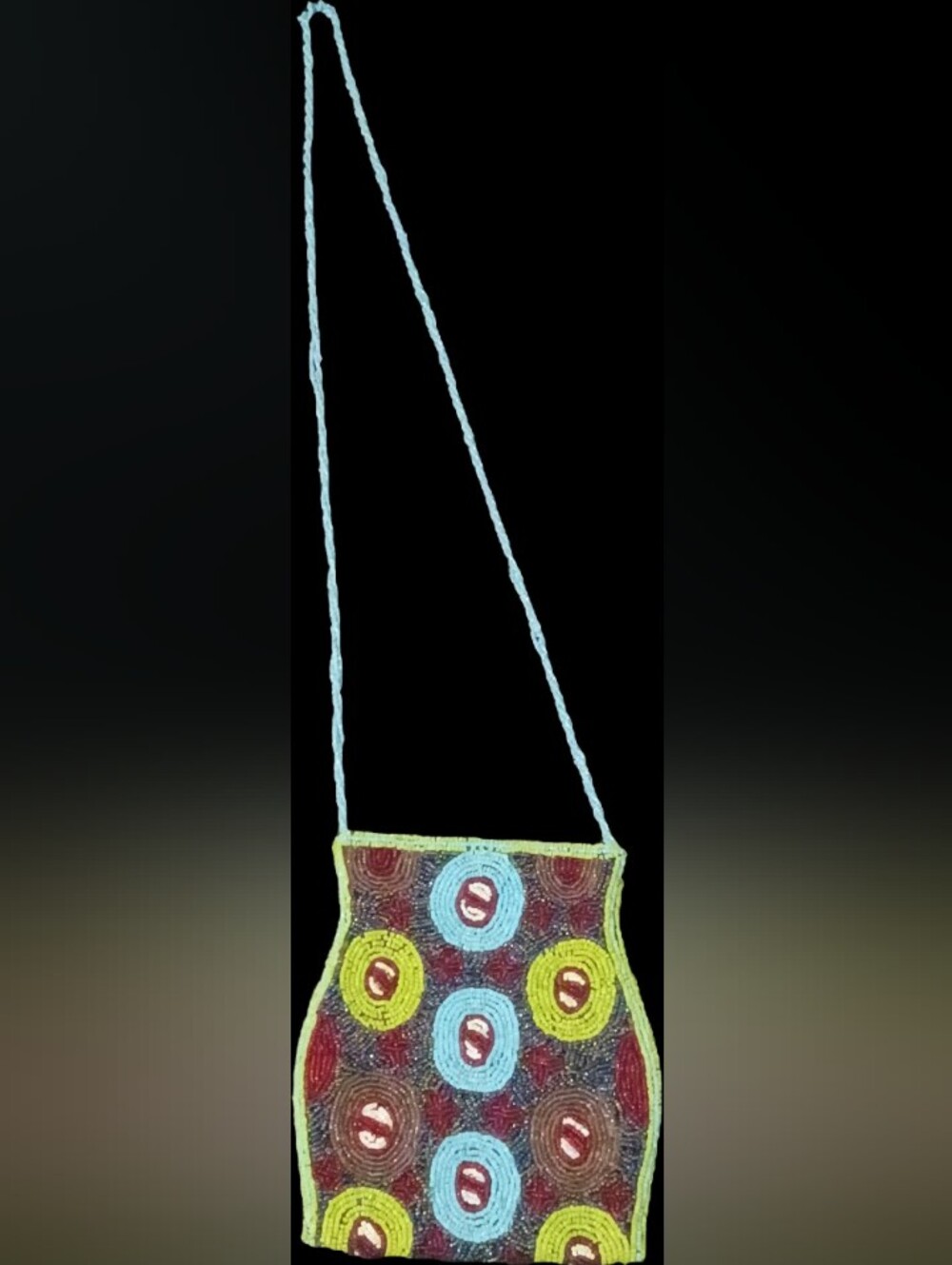 Vintage Handcrafted Light Blue Beaded Crossbody Bag